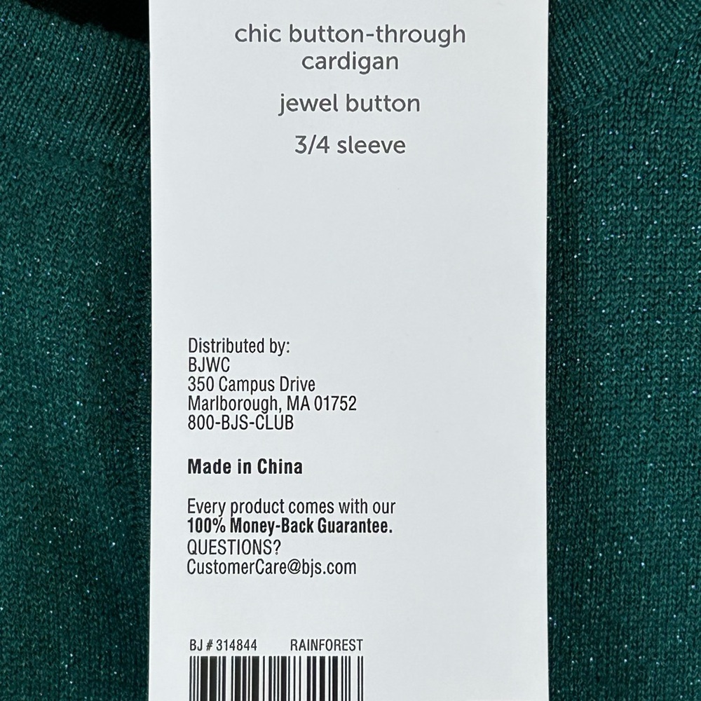 NWT Berkley Jensen Women’s XL Green Lurex Cardigan - Picture 8 of 10